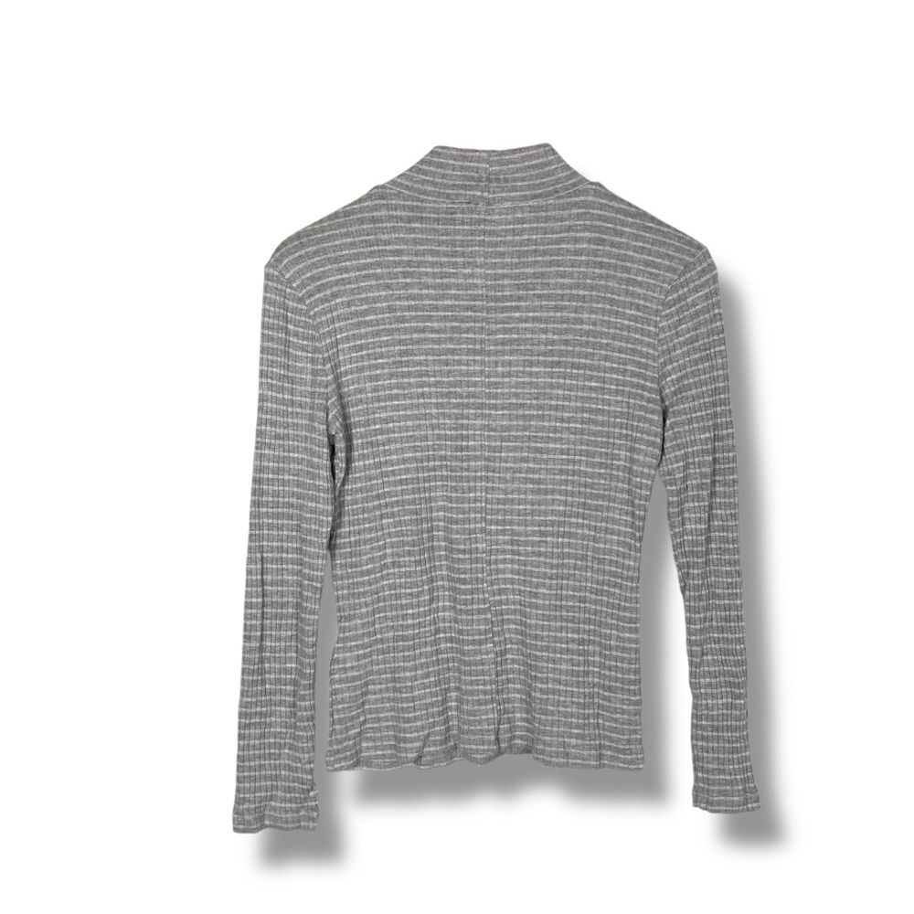 FRAME 70's Turtleneck in Gray White Multi Striped Top Medium Made In USA Ribbed - Picture 5 of 8